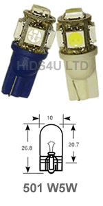LED sidelight bulb W5W 501 Extreme Power 1.5W 360 degree