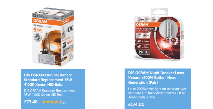Car bulb Price comparison