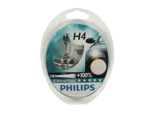 Philips X-treme Vision Plus + 100% H4 12V 55W headlight bulbs Philips ...