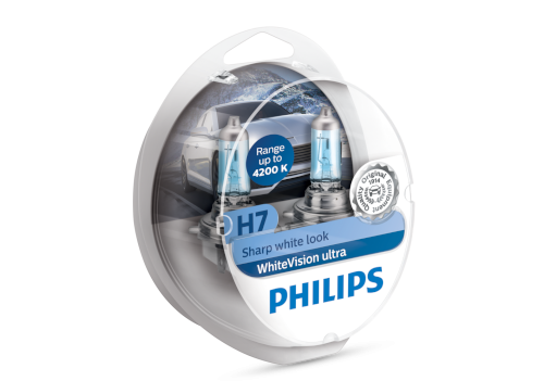 H7 Philips WhiteVision Ultra 12V 55W Halogen Bulbs (Pair)