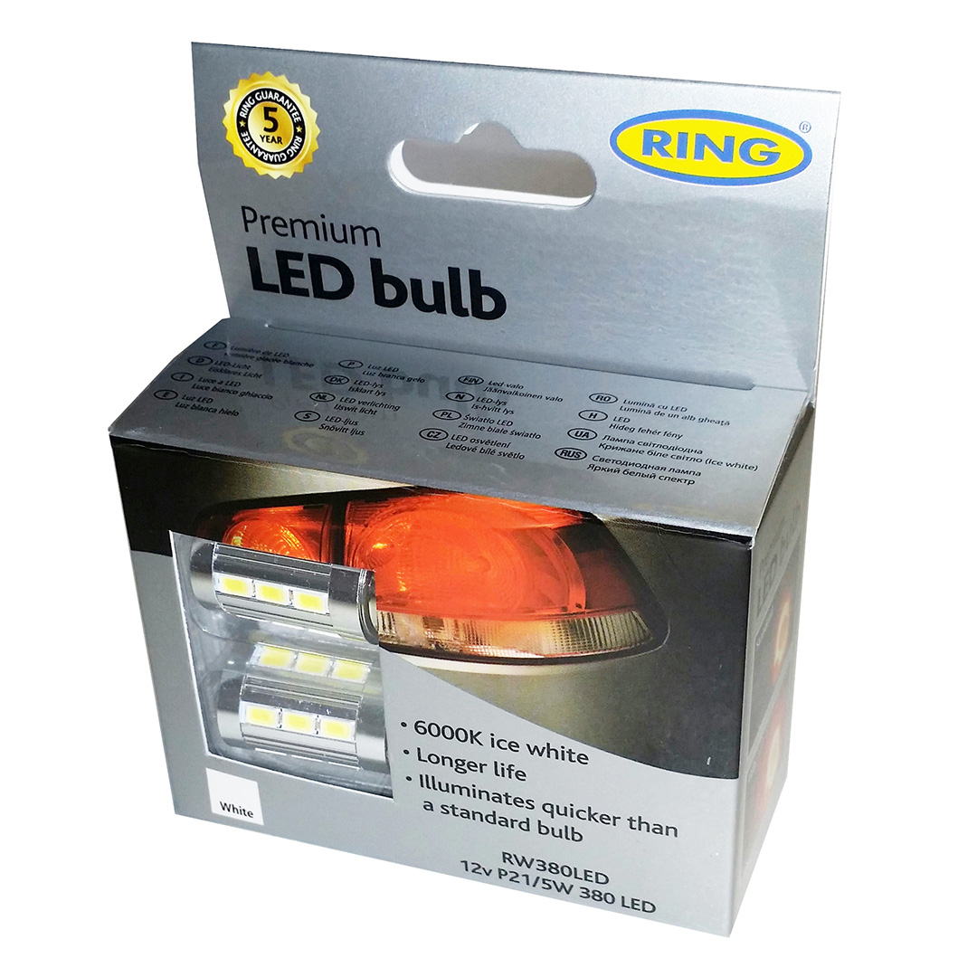 380 Ring Premium LED 12V P21/5W Bulbs (Pair)