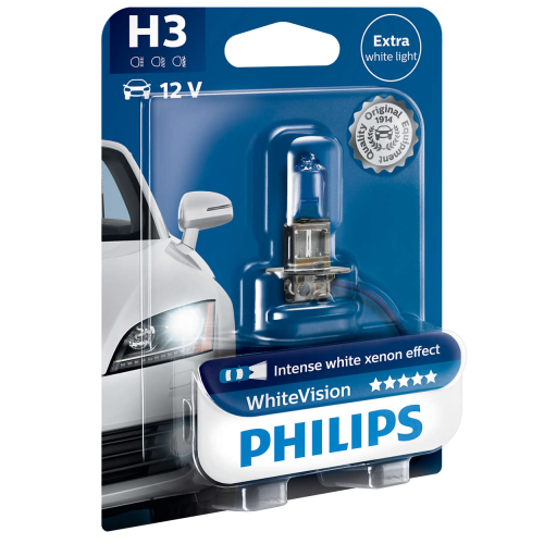 H3 Philips White Vision 12V 55W Halogen Bulb