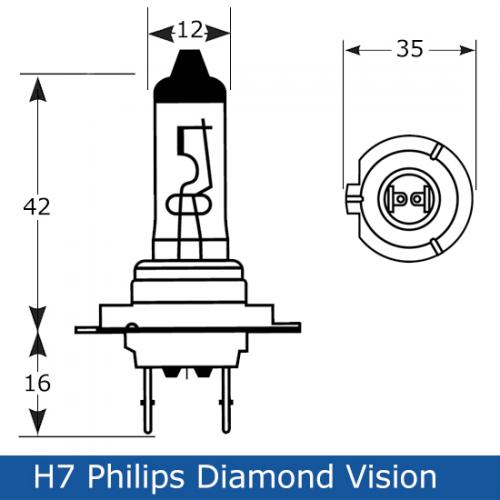 H7 Philips Diamond Vision Upgrade Headlight Bulbs (pair) 12v 55w