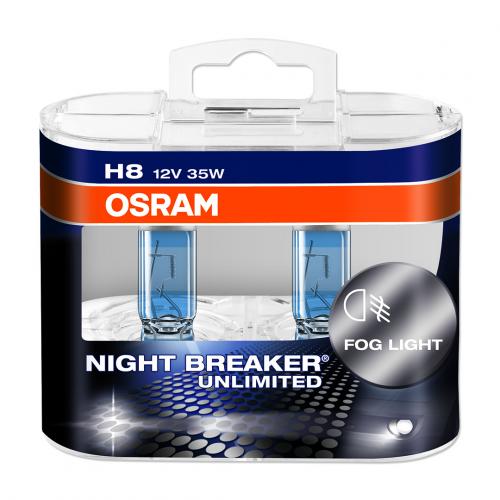 H8 OSRAM Night Breaker Unlimited 12V 35W Halogen Bulbs (Pair)