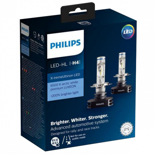 H4 Philips Ultinon LED 12V 60/55W Headlight Bulbs (Pair)
