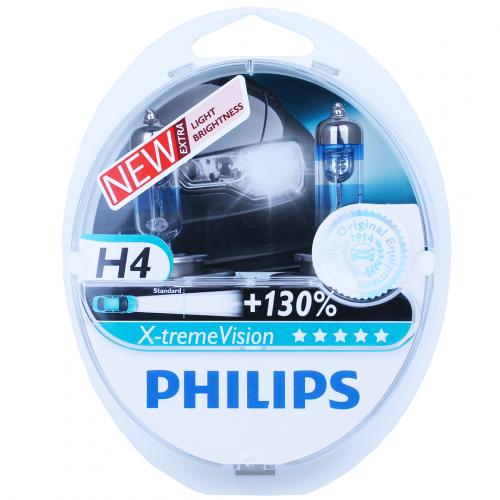 PHILIPS X-treme Vision +130% Headlight Bulbs (Pack of 2) (H4 60/55W)