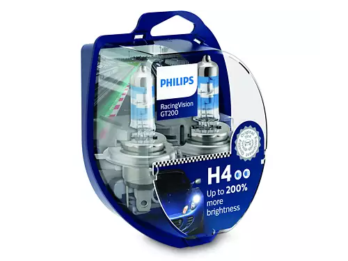 H4 Philips RacingVision GT200 12V 60/55W Halogen Bulbs (Pair)