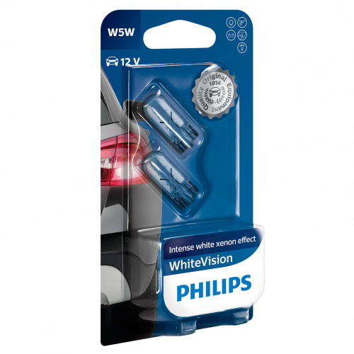 501 Philips White Vision Ultra 12V 5W W5W Wedge Bulbs (Pair)