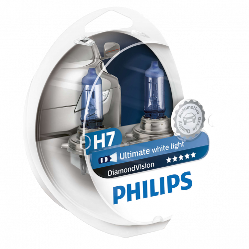 H7 Philips Diamond Vision 12V 55W 477 Halogen Bulbs (Pair)