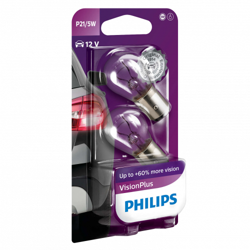 380 Philips Vision Plus 12V 21/5W P21/5W Bayonet Bulbs (Pair)