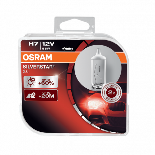 H7 OSRAM Silverstar 2.0 12V 55W 477 Halogen Bulbs (Pair)
