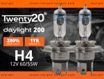 H4 Twenty20 Daylight +200% 12V 60/55W 472 Halogen Bulbs