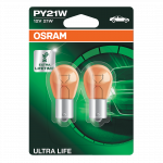 581 OSRAM Ultra Life (Amber) 12V 21W PY21W Indicator Bayonet Bulbs (Pair)